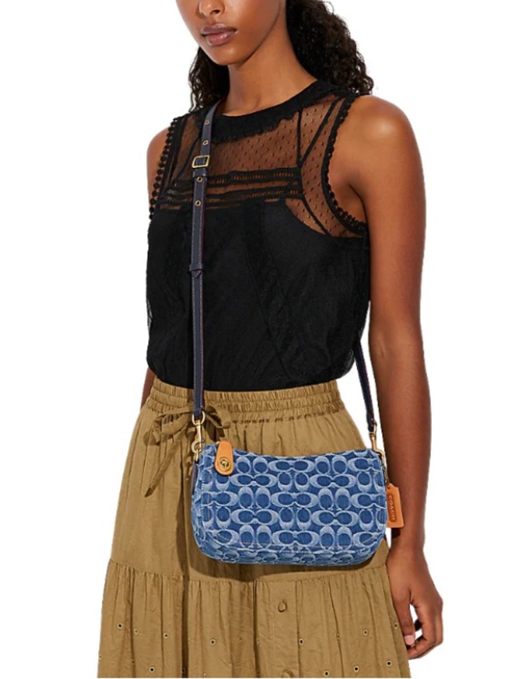NWT Coach Swinger Shoulder Bag in Signature Denim with Gold Hardware - Picture 11 of 11